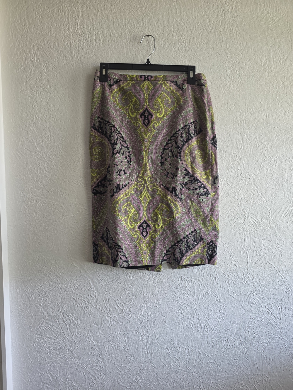 J. Crew Lavender and Lime Paisley Midi Pencil Skirt